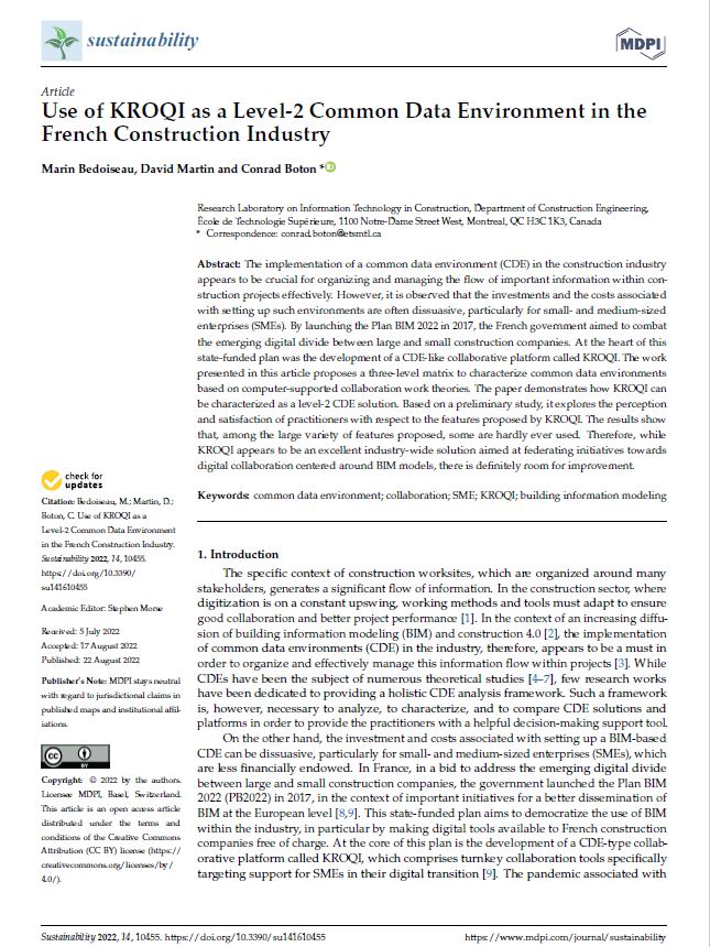 Use of KROQI as a Level-2 Common Data Environment in the French Construction Industry